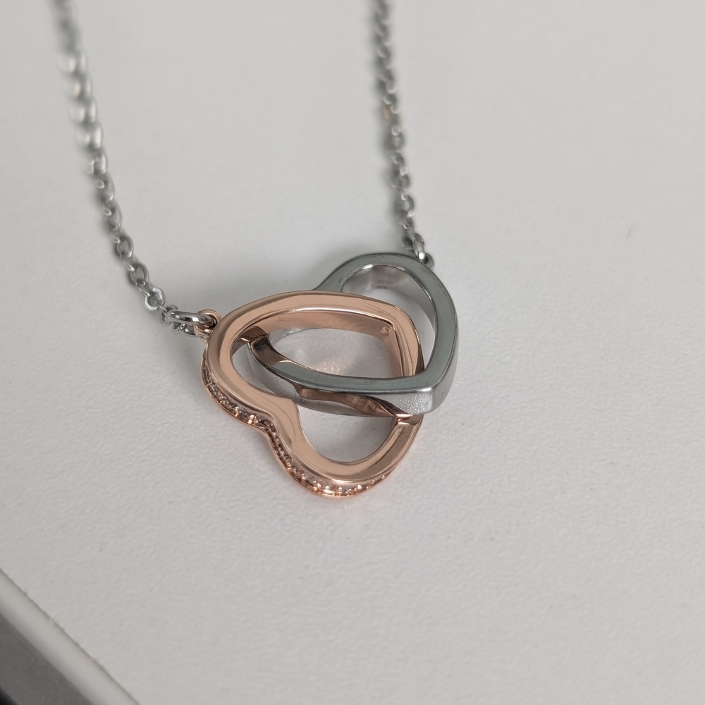 Elegant Two-Tone Heart Necklace